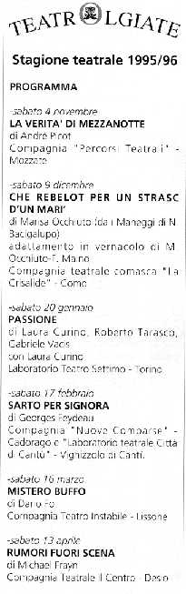 Rassegna TeatrOlgiate stagione 1995/96